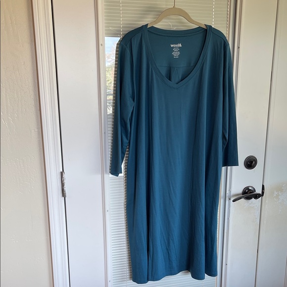 Wool& Dresses & Skirts - Women's Teal XXL Long Sleeve Dress